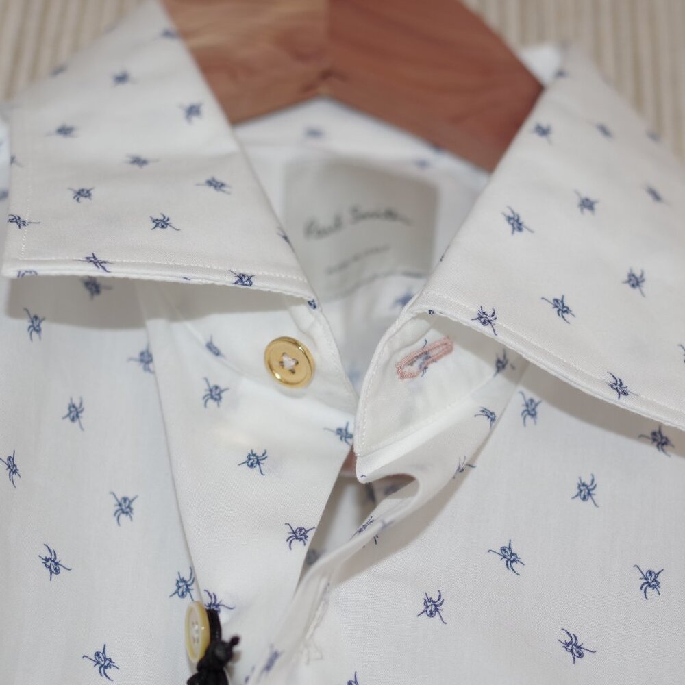 Paul Smith White Spider Print Super Slim Shirt Men Size 15,5
